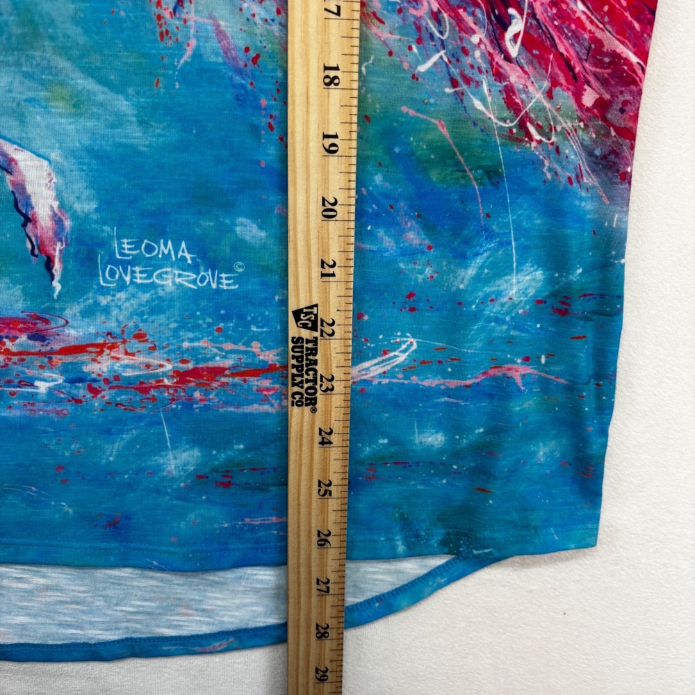 Leoma Lovegrove T-Shirt Lot Women XXL Pink Blue Flamingo Eagle Art Tie Front - Picture 7 of 13
